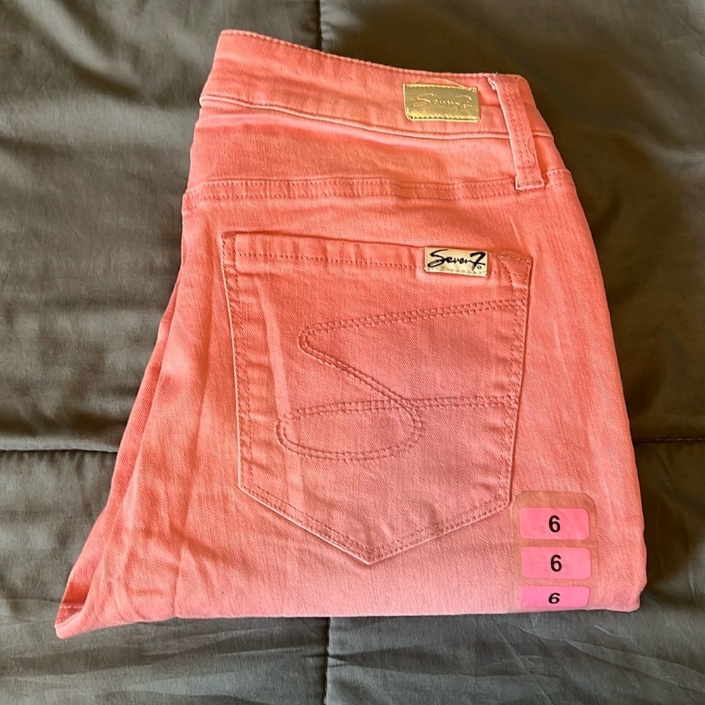 Seven7 Mid Rise Ankle Skinny Jean Pink Size 6 NWOT